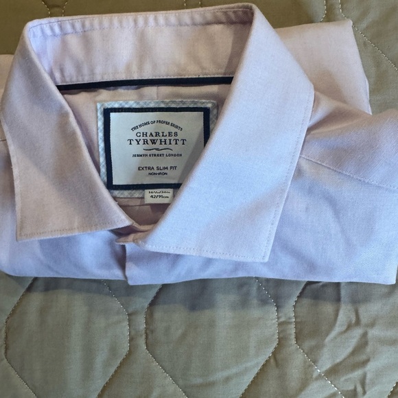 Charles Tyrwhitt Men’s Extra Slim Fit Light Pink Long Sleeve Shirt Size 16 1/2 - Picture 14 of 16